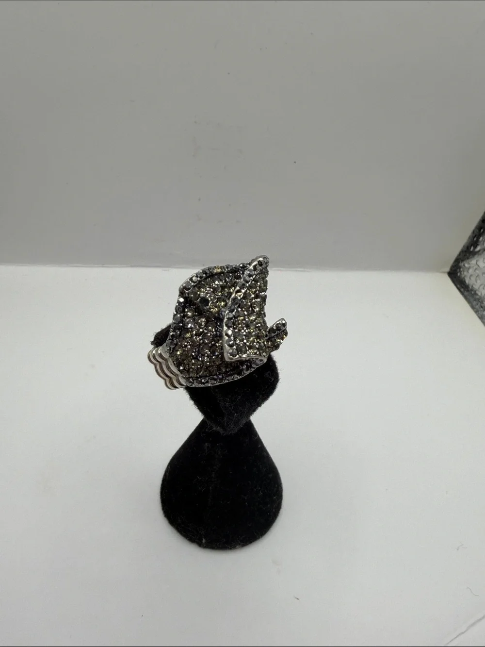 Sparkling Cluster Cocktail Ring in Dark Silver